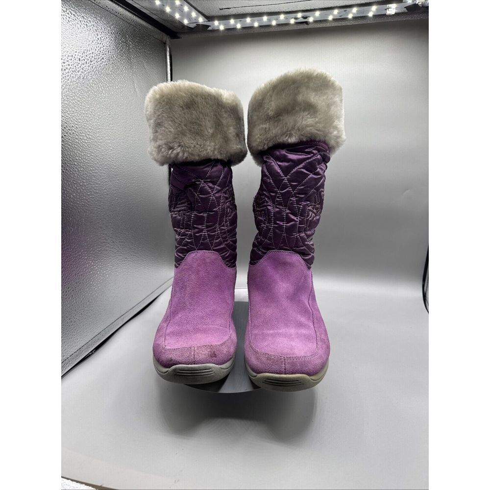 Timberland Boots Girls 6 Slash Blaster Purple Grey Tall Faux Fur